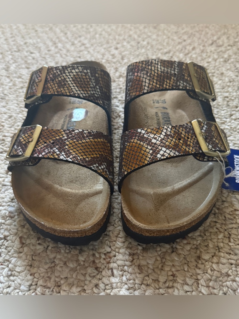 NWT Birkenstock Arizona Python Gold Sandals Size US 8/EU 39 - Picture 5 of 9